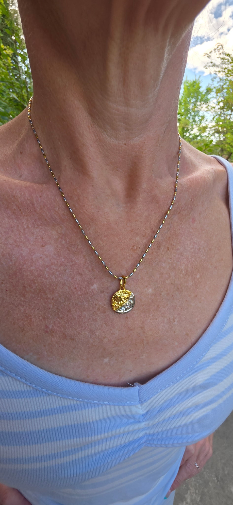 Dual Toned Sun and Moon Pendant