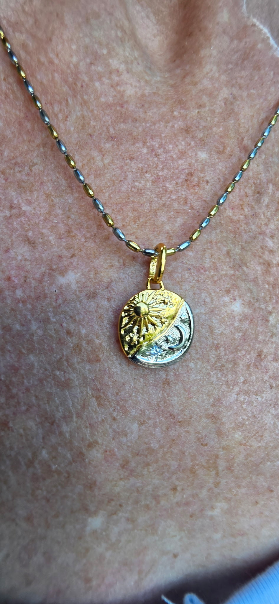 Dual Toned Sun and Moon Pendant