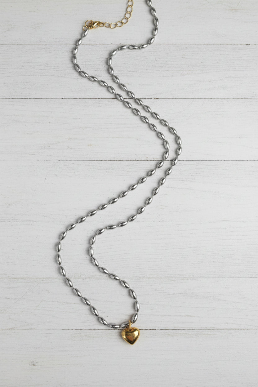 Silver Chain and Gold Heart