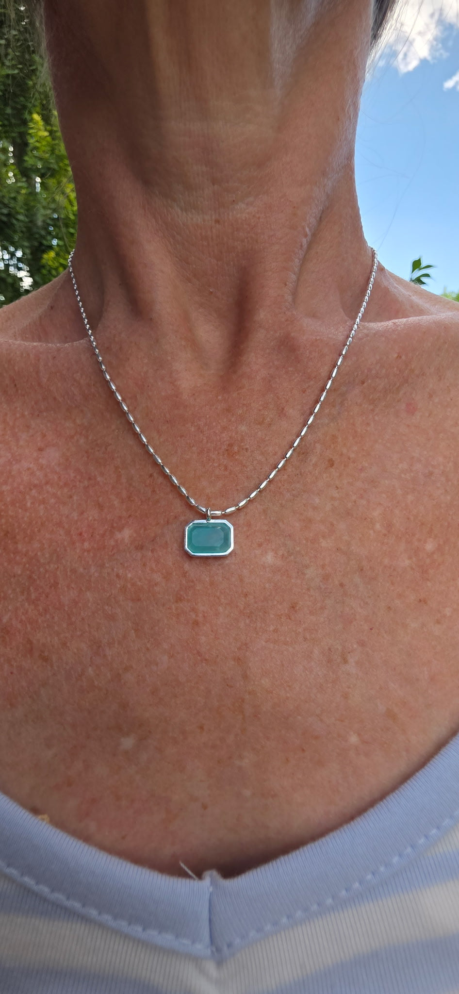 Square Aqua Gem Stone