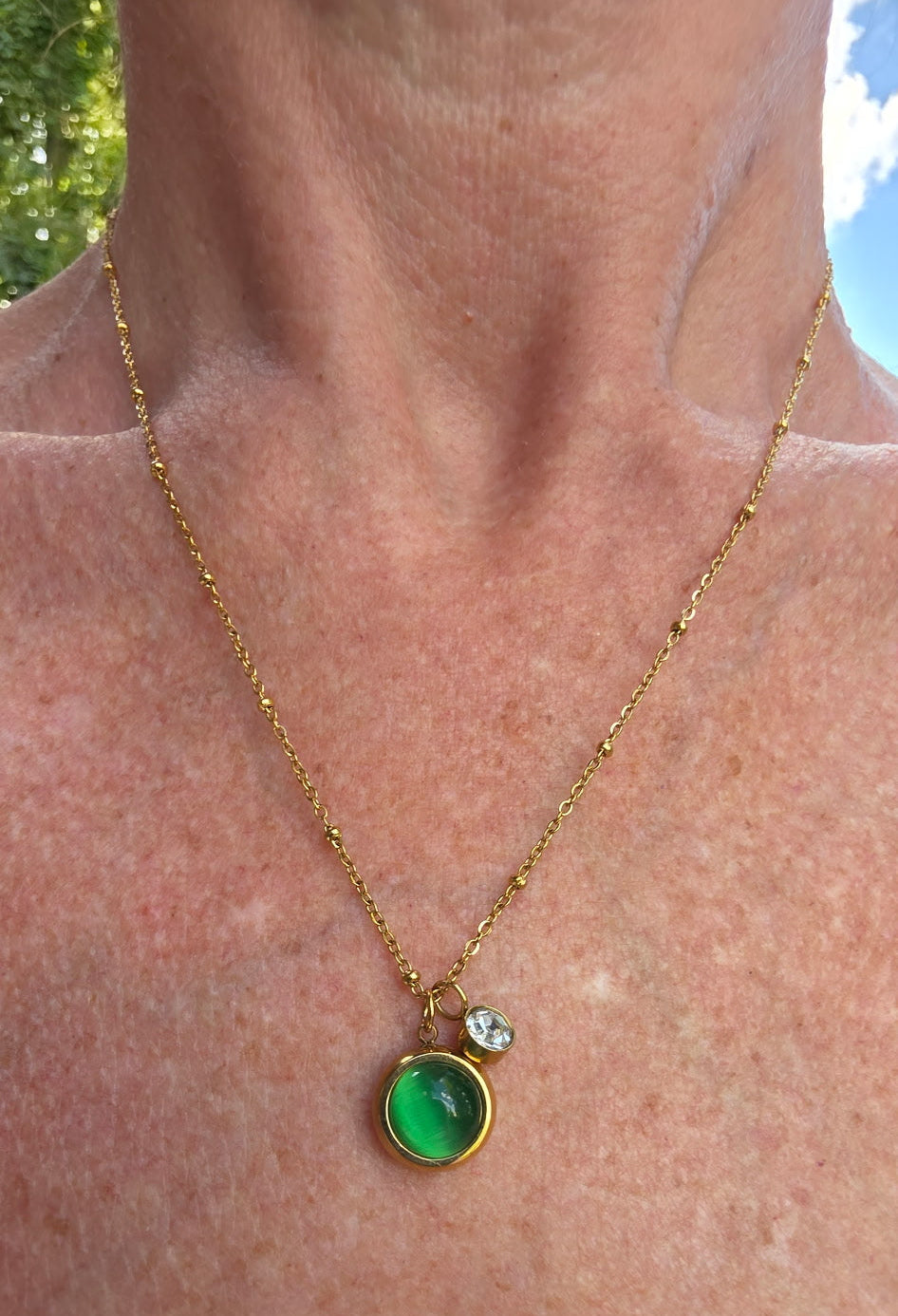 Emerald Charm Pendant Necklace
