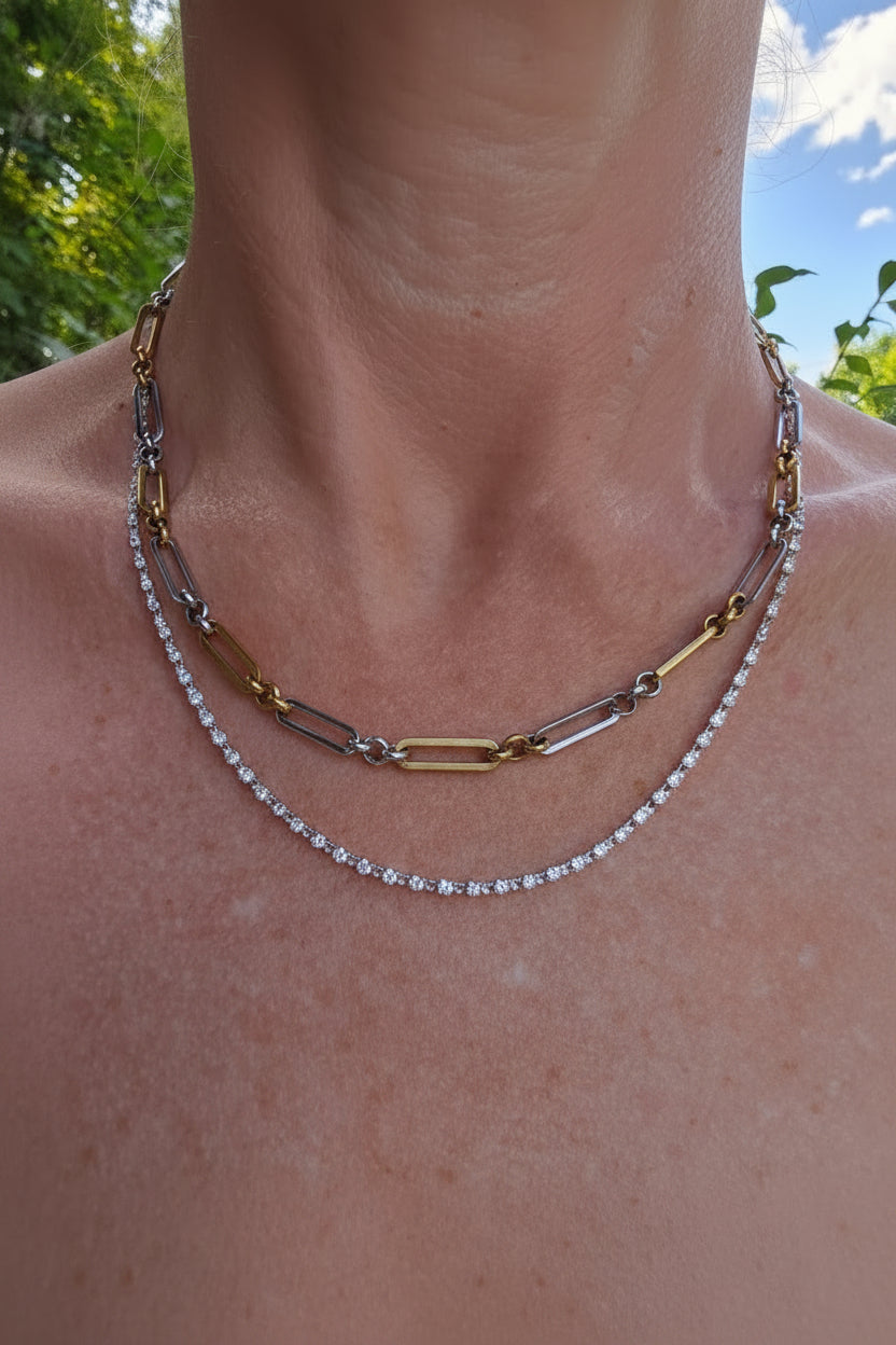 Chunky Dual Toned Paper Clip Chain