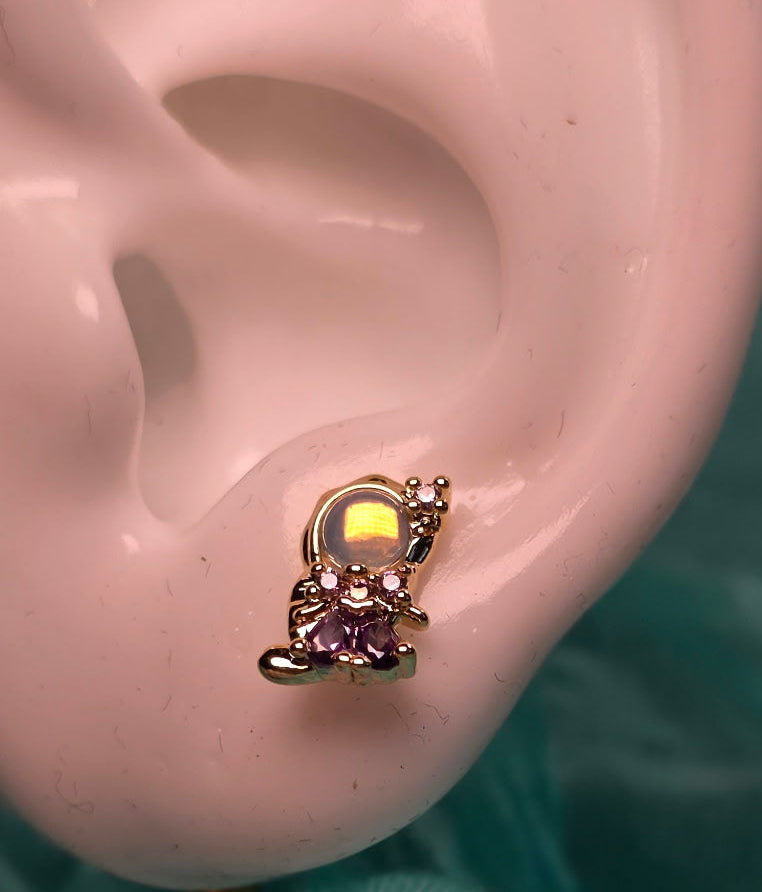 Princess Figure Jewel Stud Earrings
